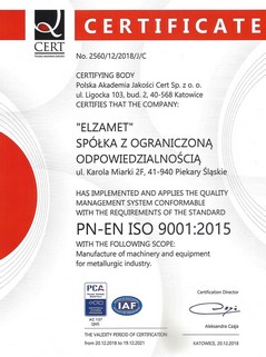 ISO 9001 certificate